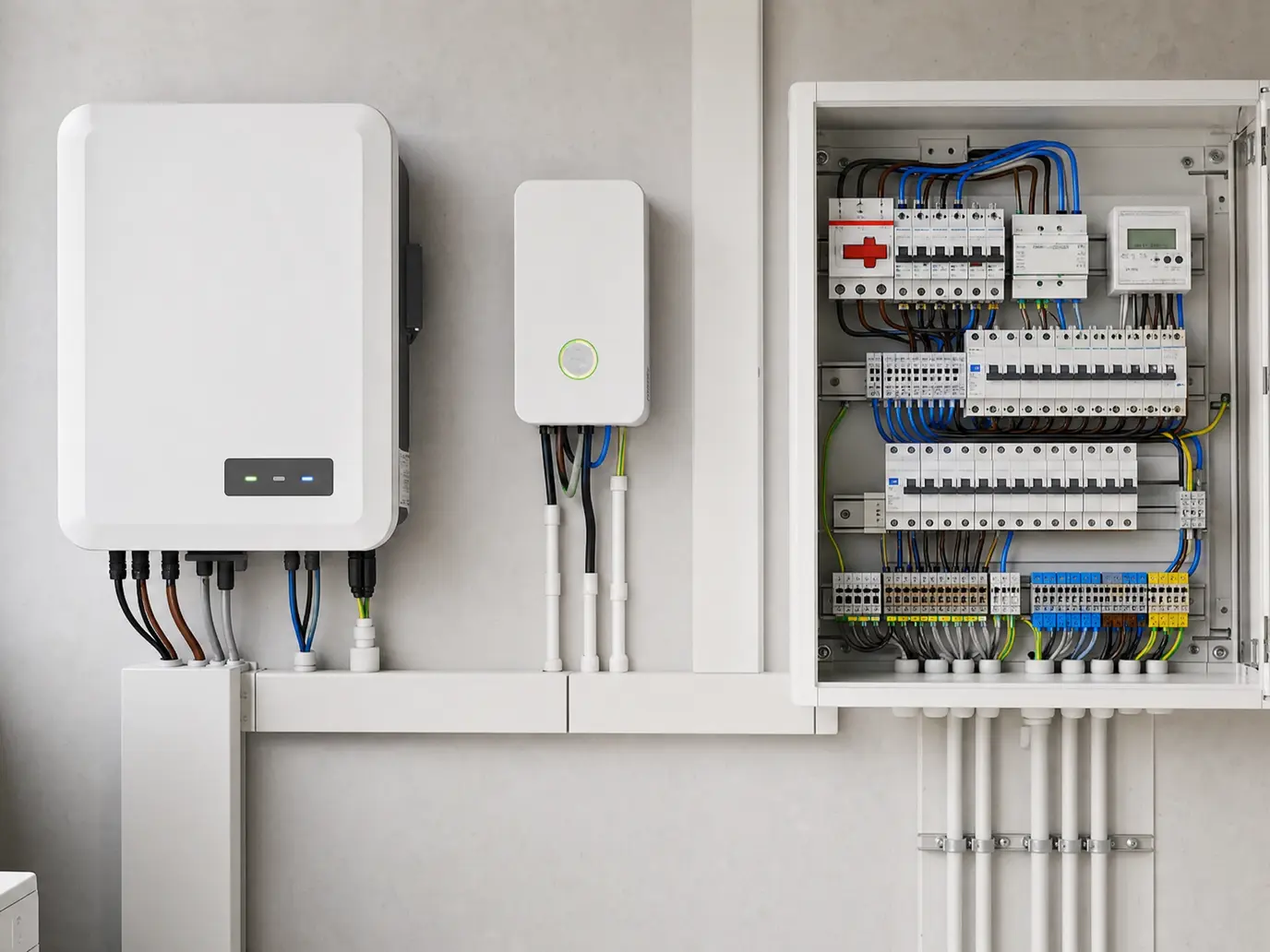 Wechselrichter und Hausverteilung beim PV-AC-Anschluss ans Hausnetz